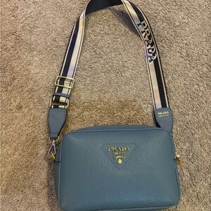 Blue Crossbody Bag with Gold Accents